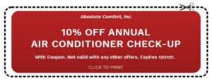 10% Off on annual AC checkup at Absolute Comfort, Inc